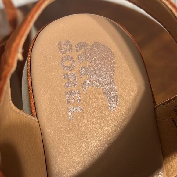 🔥🔥 SOREL Womens Cameron Flatform Orange Ankle Strap Sandals Sz 10 - EUC - Picture 5 of 9